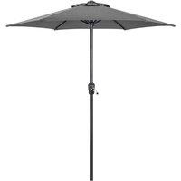 Christow Garden Parasol 2m Sun Shade Umbrella Steel With Crank Handle Cream Grey