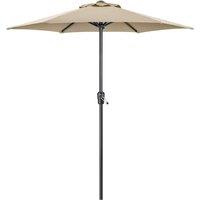 Christow Garden Parasol 2m Sun Shade Umbrella Steel With Crank Handle Cream Grey in Brown