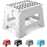 Keplin 9 Inch Heavy Duty Folding Step Stool | Non-Slip Foldable Footstool in White