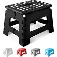 Keplin 9 Inch Heavy Duty Folding Step Stool | Non-Slip Foldable Footstool in Black