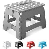 Keplin 9 Inch Heavy Duty Folding Step Stool | Non-Slip Foldable Footstool in Grey