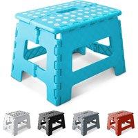 Keplin 9 Inch Heavy Duty Folding Step Stool | Non-Slip Foldable Footstool in Blue