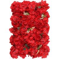 Neel Blue Artificial Flower Wall Panel Decorative Wedding Photography Backdrop in Red