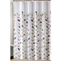 Neel Blue Leaves Design Polyester Shower Curtain, Water-Resistant Bathroom Curtain With 12 Hooks - 180x200cm | Size: 180 cm width x 200 cm drop