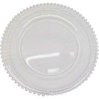 Neel Blue 33cm Charger Plates with Beaded Design Glass Plates for Dinner Table Decoration in Clear