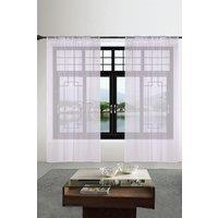 Neel Blue Semi-Transparent Voile Curtain, Pair Window Curtain 2 Panel in White | Size: 142 cm width x 183 cm drop
