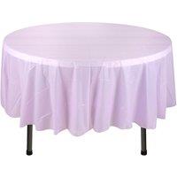 Neel Blue 84" Round PVC Tablecloth, Disposable Plastic Table Cover in Purple