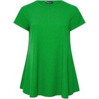 Yours Women's Ribbed Swing T-Shirt in Bright Green | Size: 22-24