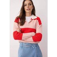 WOVCOR Women's Ribbed Collared Stripe Knit Jumper | Size: Medium