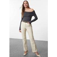 WOVCOR Women's Off-Shoulder Rib Knit Long Sleeve Top in Grey | Size: XS