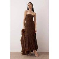 WOVCOR Women's Strapless Lace Lined Maxi Dress in Brown | Size: 10