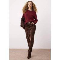 WOVCOR Women's Suede Finish Midi Denim Skirt in Brown | Size: 12