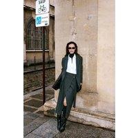 WOVCOR Women's Pinstripe Wrap Midi Skirt in Dark Grey | Size: 12