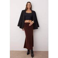 WOVCOR Women's Gathered Maxi Knit Skirt in Brown | Size: XL