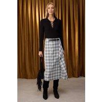 WOVCOR Women's Belted Argyle Midi Skirt | Size: 10