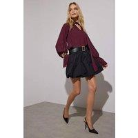 WOVCOR Women's Belted Balloon Mini Skort in Black | Size: 12