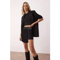 WOVCOR Women's Belted Pleated Mini Skort in Black | Size: 8