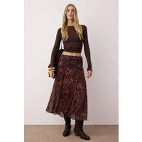 WOVCOR Women's Printed Draped Midi Skirt | Size: Medium