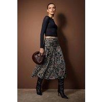 WOVCOR Women's Printed Draped Midi Skirt | Size: XL