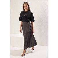 WOVCOR Women's A-Line Woven Maxi Skirt in Dark Grey | Size: 10