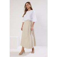 WOVCOR Women's A-Line Woven Maxi Skirt in Stone | Size: 10
