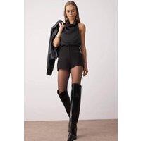 WOVCOR Women's Woven Mini Short with Pocket Detail in Black | Size: 12