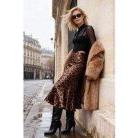 WOVCOR Women's Animal Print Satin Midi Woven Skirt | Size: 8