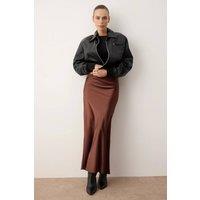 WOVCOR Women's Satin Maxi Woven Skirt in Brown | Size: 8