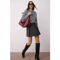 WOVCOR Women's Pinstripe A-Line Woven Mini Skirt with Belt | Size: 8