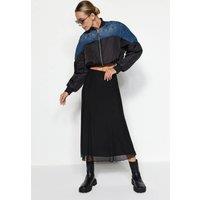 WOVCOR Women's Lined Tulle Midi Skirt in Black | Size: XS