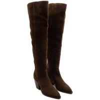 Off the Hook Women's Scores Leather Over-The-Knee Block Heel Boots with Side Zip in Brown | Size: 4