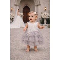 UK Flower Girl Boutique Girl's Boho Dreams Tutu Dress in Silver | Size: 3-4 Years