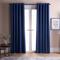 OHS Pair of Thermal Ready Made Eyelet Blackout Curtains in Navy | Size: 229 cm width x 229 cm drop