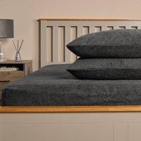 OHS 2 Pack Thermal Teddy Fleece Pillowcase Cover in Charcoal | Size: Standard Pillow Case