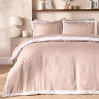 OHS Contrast Border Microfibre Bedding Set Duvet Cover with Pillowcase in Natural | Size: King