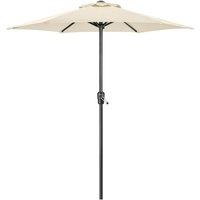 Christow Garden Parasol 2m Sun Shade Umbrella Steel With Crank Handle Cream Grey in Beige