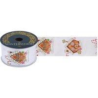 VFM e-Store Christmas Ribbon Garland 7cm x 10cm White X 1 | Size: 7 cm x 10 cm