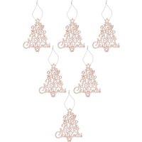 VFM e-Store Christmas Tree Decoration Hanging Glitter Trees 6 Champagne in Ivory
