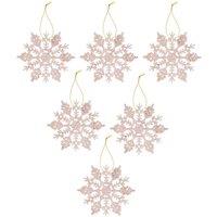 VFM e-Store Christmas Tree Decoration Hanging Glitter Snowflake Champagne in Ivory