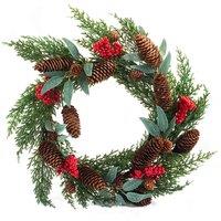 VFM e-Store Berry Pine Wreath Christmas Decoration X 1 40cm Red