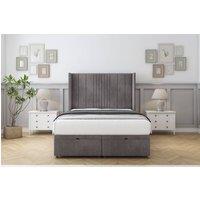 Sloomy Hargrave Naples Ottoman Bed Set With 54 Wingback Headboard in Grey | Size: Single