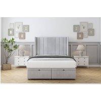 Sloomy Hargrave Naples Ottoman Bed Set With 54 Wingback Headboard in Silver | Size: Single
