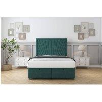 Sloomy Somerset Plush Ottoman Bed Set With 26 Strutted Headboard in Emerald | Size: Small Double