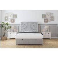 Sloomy Somerset Plush Ottoman Bed Set With 26 Strutted Headboard in Silver | Size: Super King