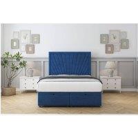 Sloomy Somerset Plush Ottoman Bed Set With 26 Strutted Headboard in Navy | Size: Small Single