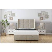 Sloomy Beaumont Plush Ottoman Bed Set With 54 Wingback Headboard in Cream | Size: Small Single