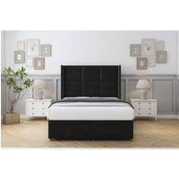 Sloomy Beaumont Plush Ottoman Bed Set With 54 Wingback Headboard in Black | Size: Small Single