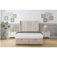 Sloomy Hargrave Naples Ottoman Bed Set With 54 Wingback Headboard in Light Sand | Size: Small Double