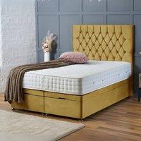 BSSPOKE Mia Ottoman Divan Bed Plush Velvet 54 Headboard & Mattress in Mustard | Size: Small Double