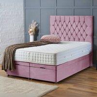 BSSPOKE Mia Ottoman Divan Bed Plush Velvet 54 Headboard & Mattress in Pink | Size: Super King